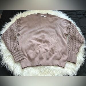 Amazon Knit Sweater with Textured Sleeves